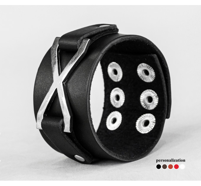 Широкий шкіряний браслет, код 3146