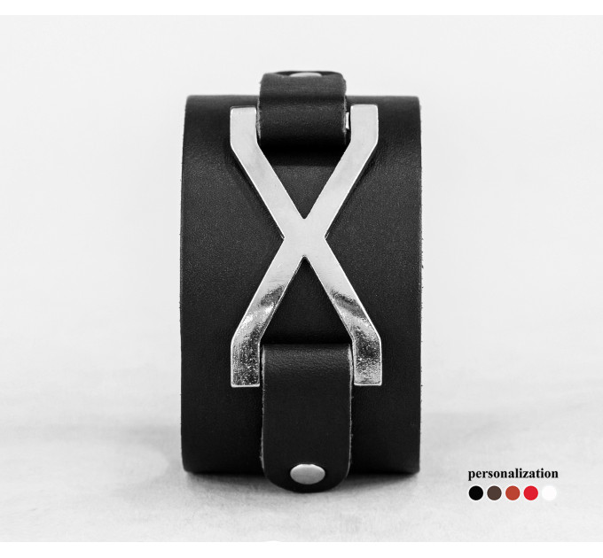 Широкий шкіряний браслет, код 3146