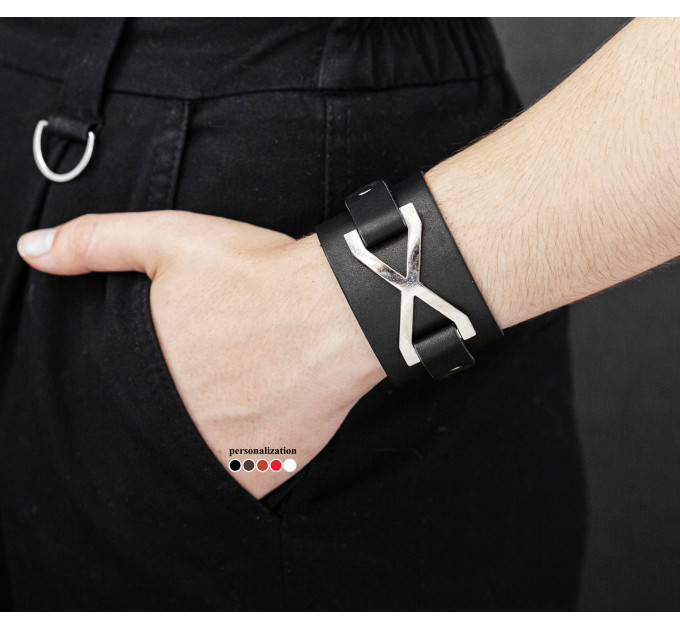 Широкий шкіряний браслет, код 3146