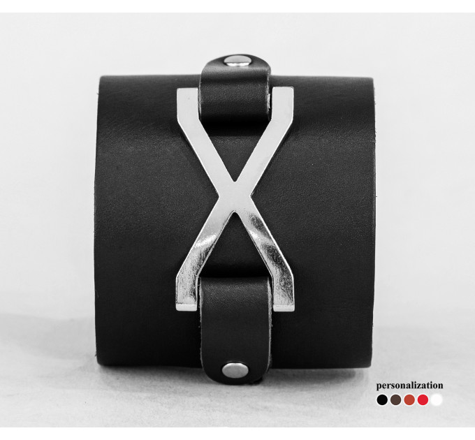 Широкий шкіряний браслет, код 3159