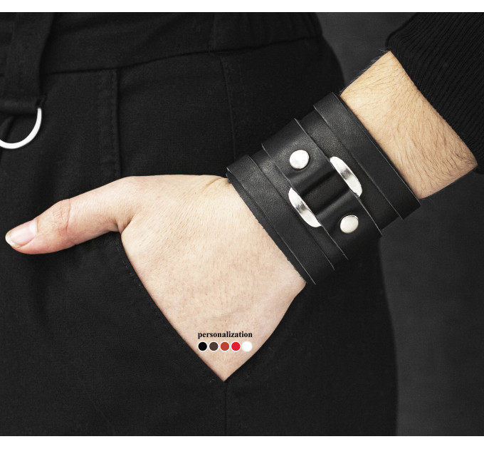 Широкий шкіряний браслет, код 3163