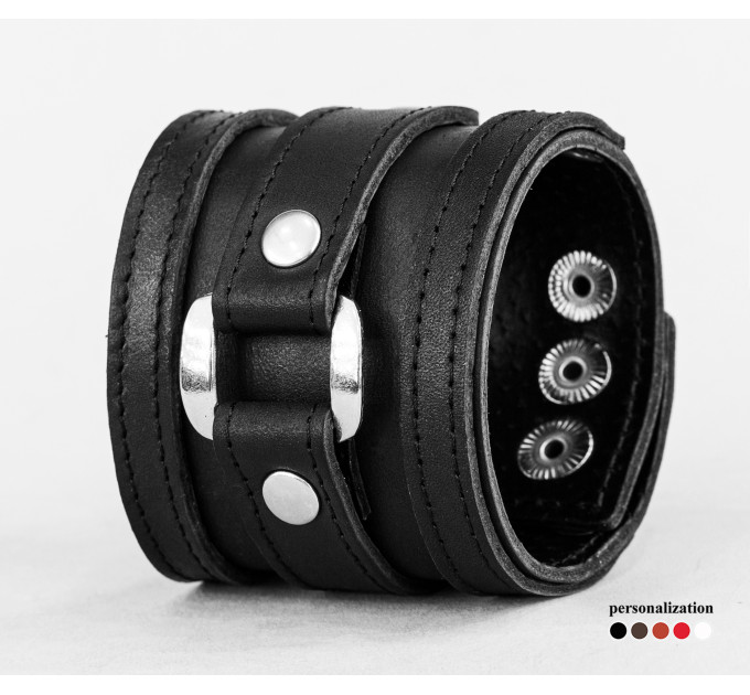 Широкий шкіряний браслет, код 3163ст