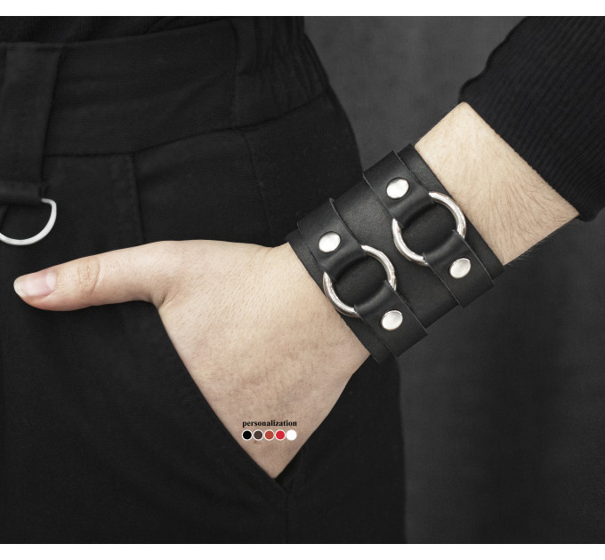 Широкий шкіряний браслет, код 3178