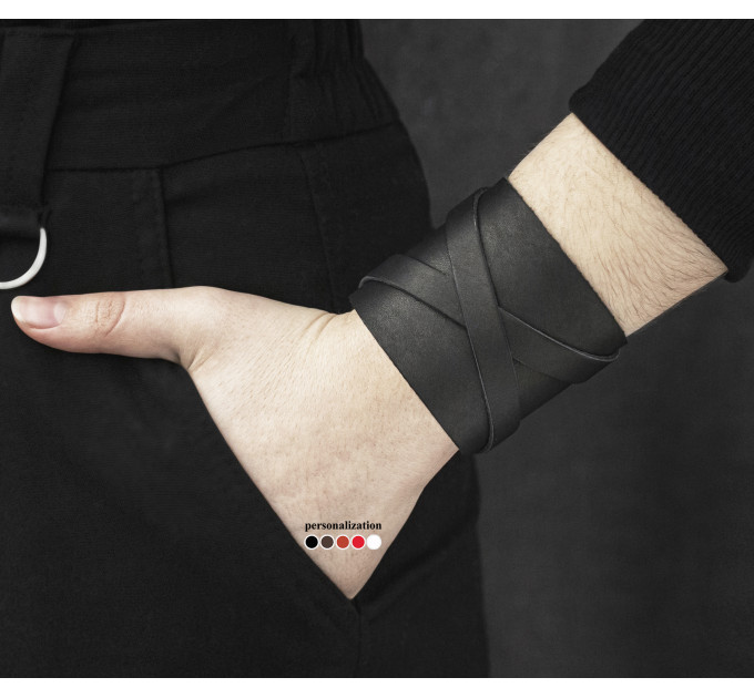 Широкий шкіряний браслет, код 3193