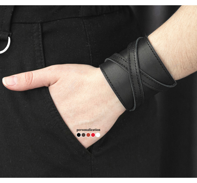 Широкий шкіряний браслет, код 3193ст