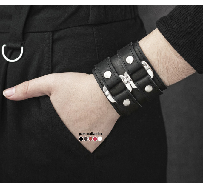 Широкий шкіряний браслет, код 3198ст