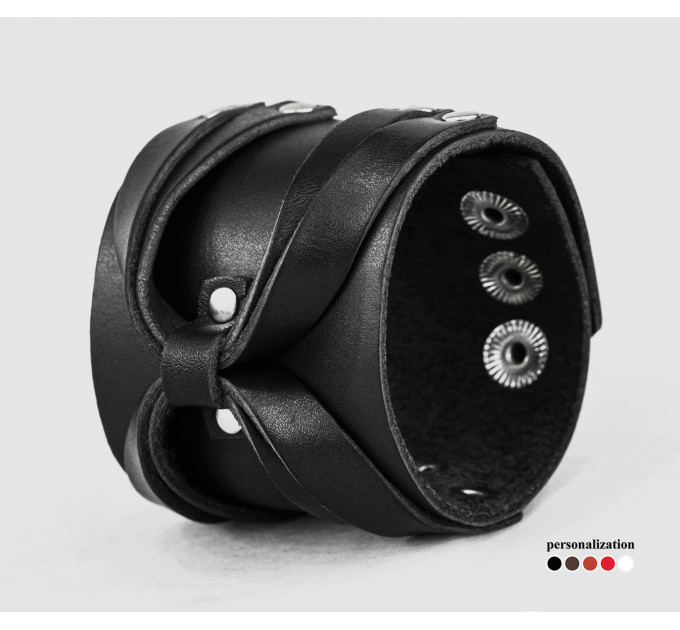 Широкий шкіряний браслет, код 3290