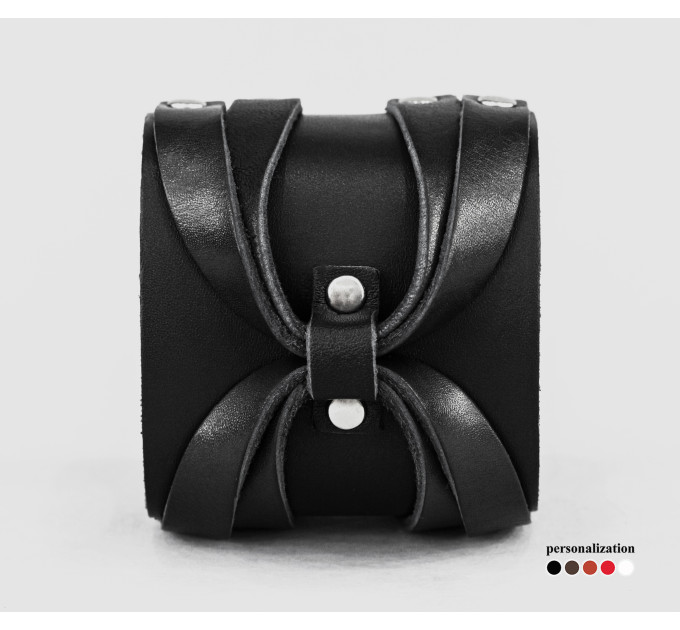 Широкий шкіряний браслет, код 3290