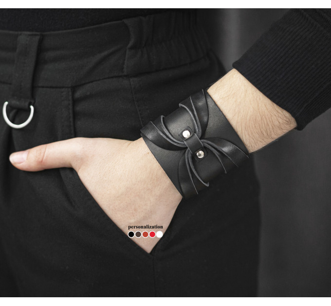 Широкий шкіряний браслет, код 3290