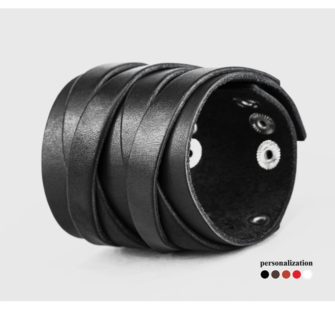 Широкий шкіряний браслет, код 3295