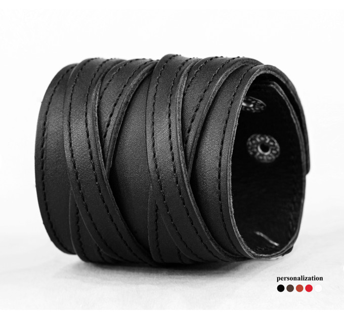Широкий шкіряний браслет, код 3295ст
