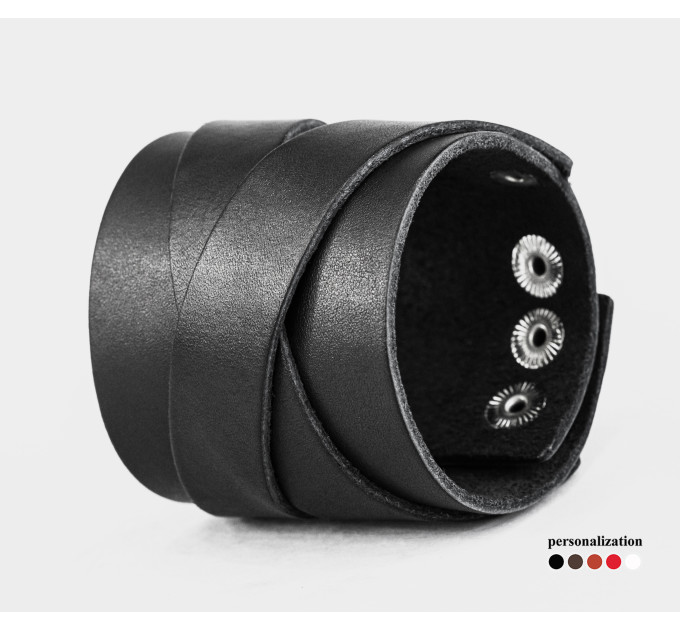 Широкий шкіряний браслет, код 3297