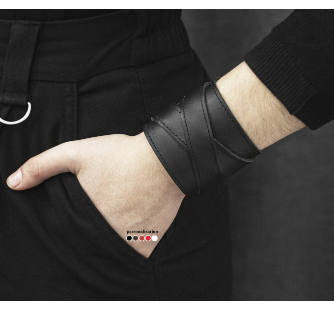 Широкий шкіряний браслет, код 3297ст