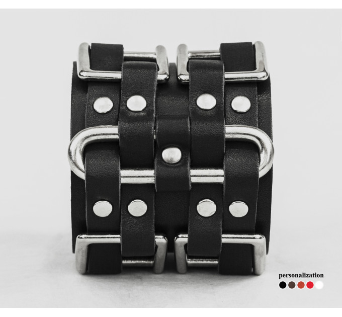 Широкий шкіряний браслет, код 3418