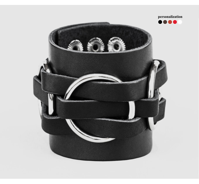 Широкий шкіряний браслет, код 3420