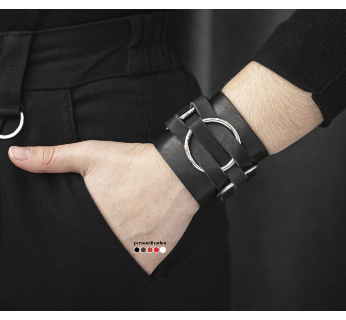 Широкий шкіряний браслет, код 3430