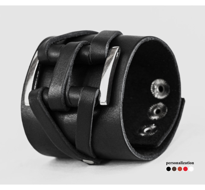 Широкий шкіряний браслет, код 3430