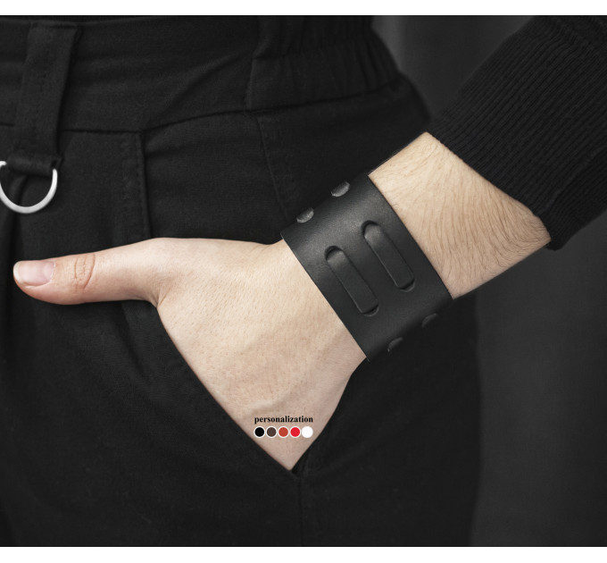 Широкий шкіряний браслет, код 3510