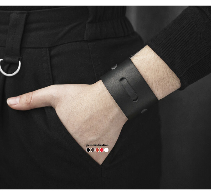 Широкий шкіряний браслет, код 3511