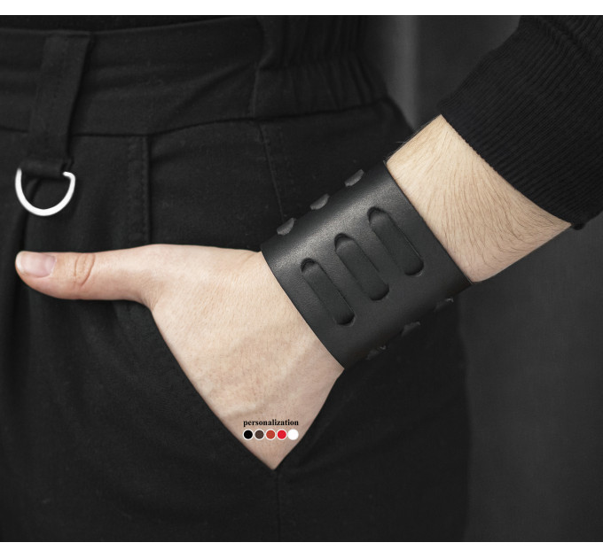 Широкий шкіряний браслет, код 3525