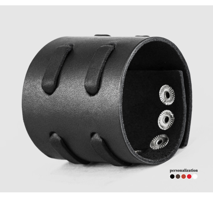 Широкий шкіряний браслет, код 3526