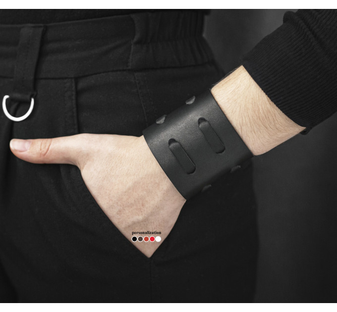 Широкий шкіряний браслет, код 3526