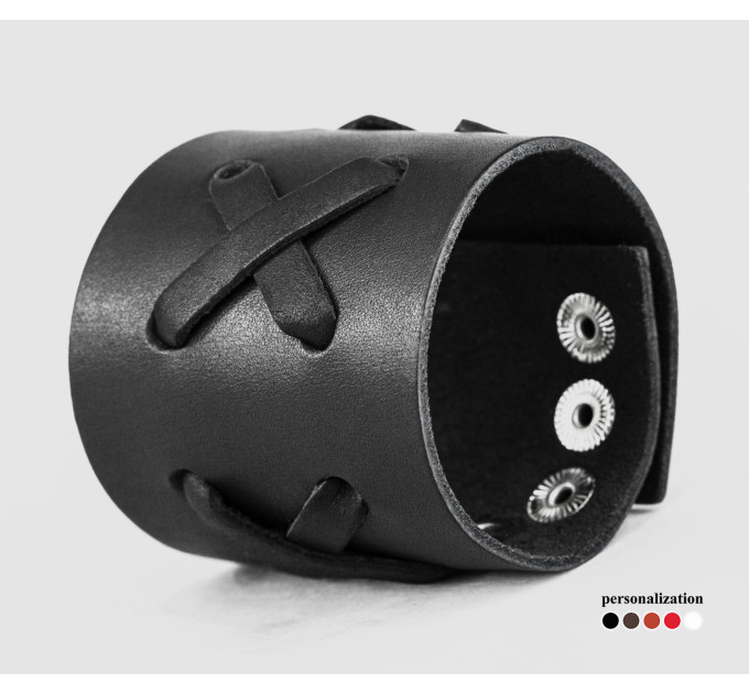 Широкий шкіряний браслет, код 3527