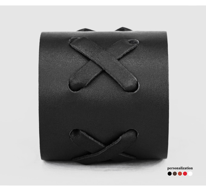 Широкий шкіряний браслет, код 3527