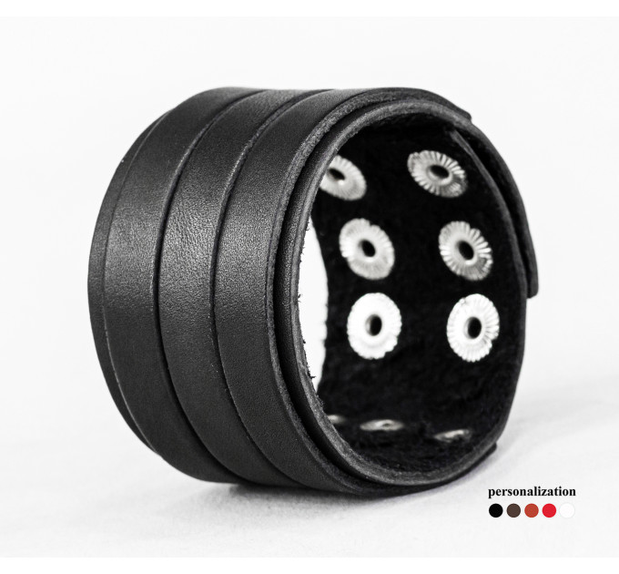 Широкий шкіряний браслет, код 3535