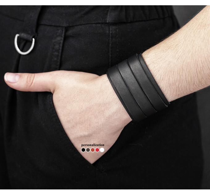 Широкий шкіряний браслет, код 3535