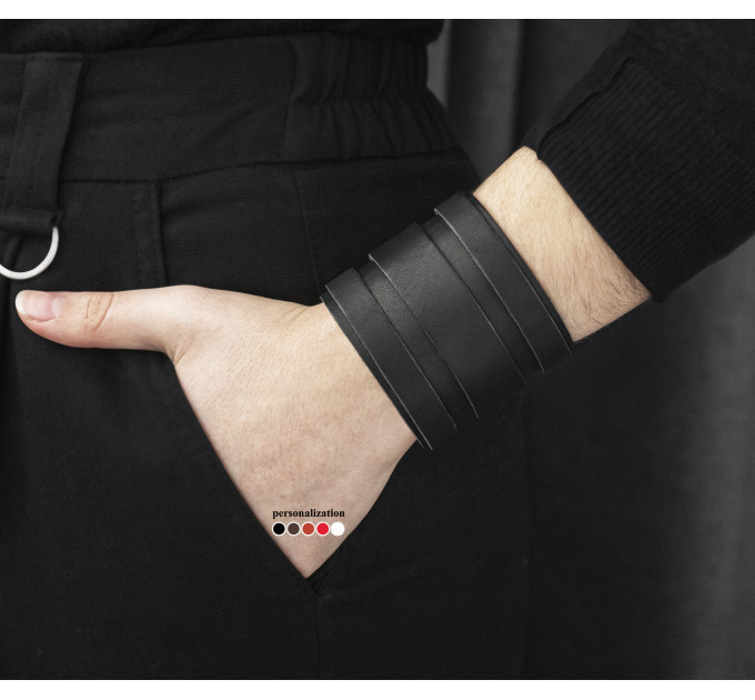 Широкий шкіряний браслет, код 3574