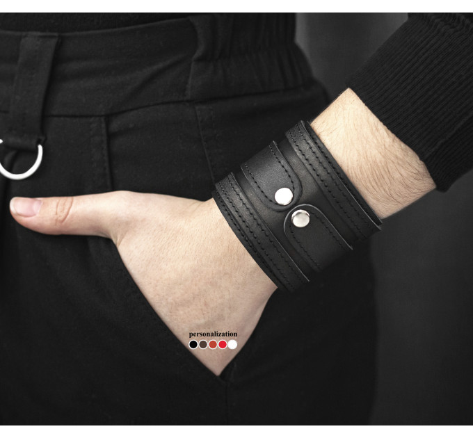 Широкий шкіряний браслет, код 3575ст