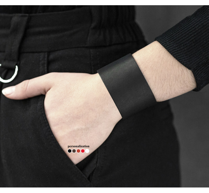 Широкий шкіряний браслет, код 3602