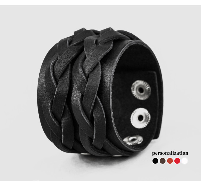 Широкий шкіряний браслет, код 3632