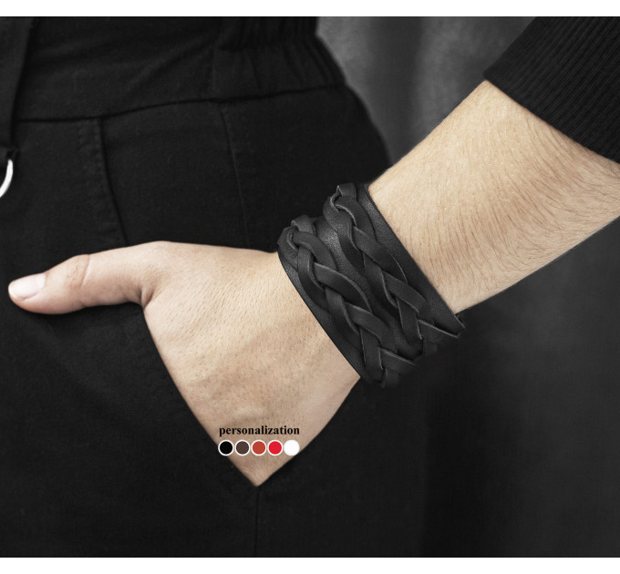 Широкий шкіряний браслет, код 3632