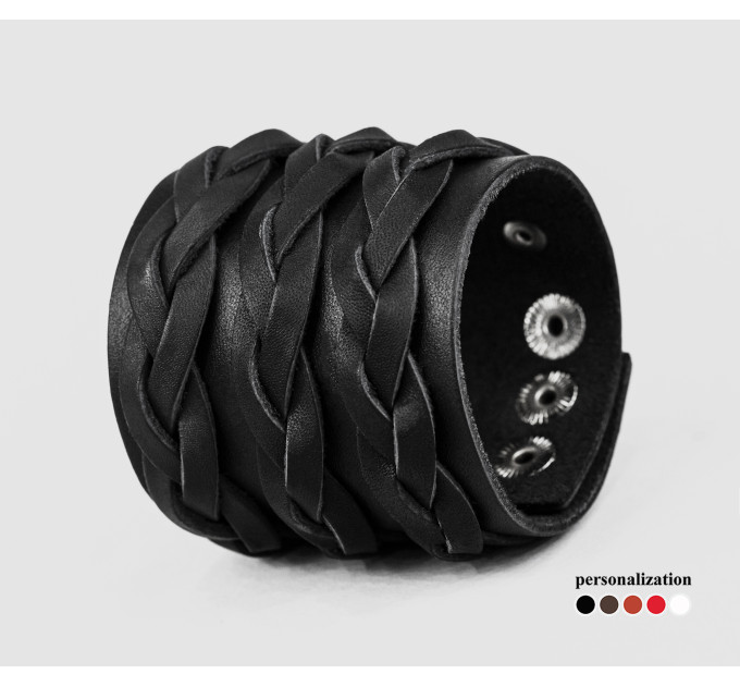 Широкий шкіряний браслет, код 3633