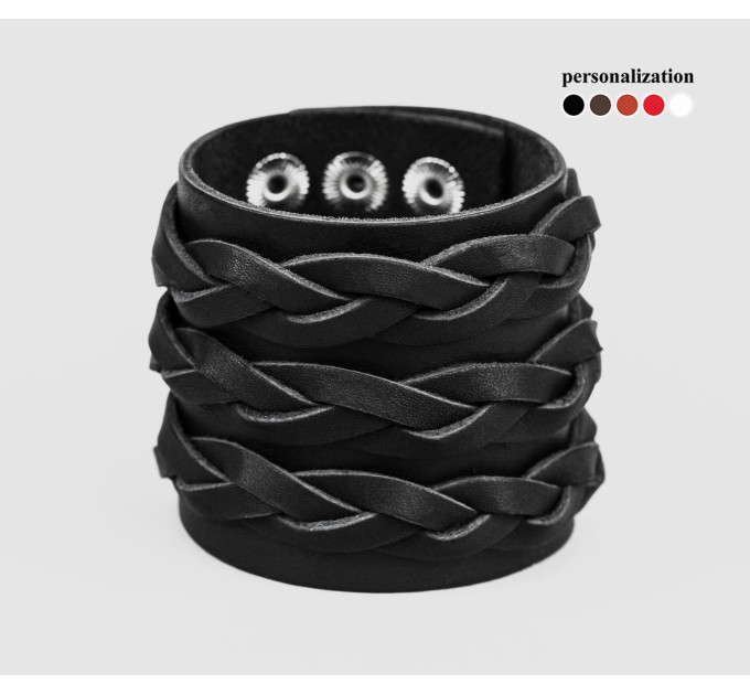 Широкий шкіряний браслет, код 3633