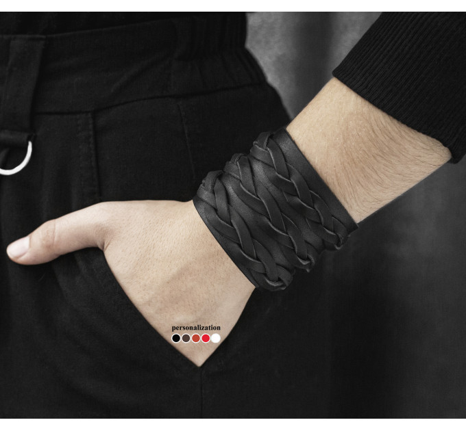 Широкий шкіряний браслет, код 3633