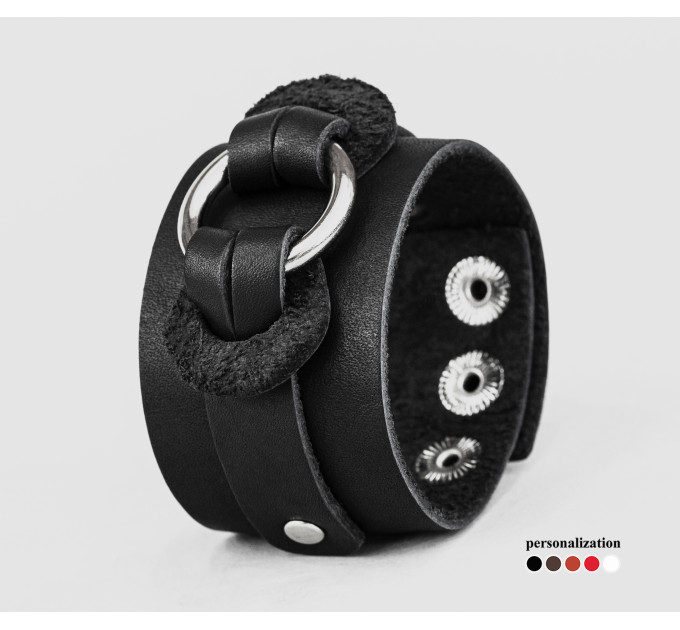 Широкий шкіряний браслет, код 3755