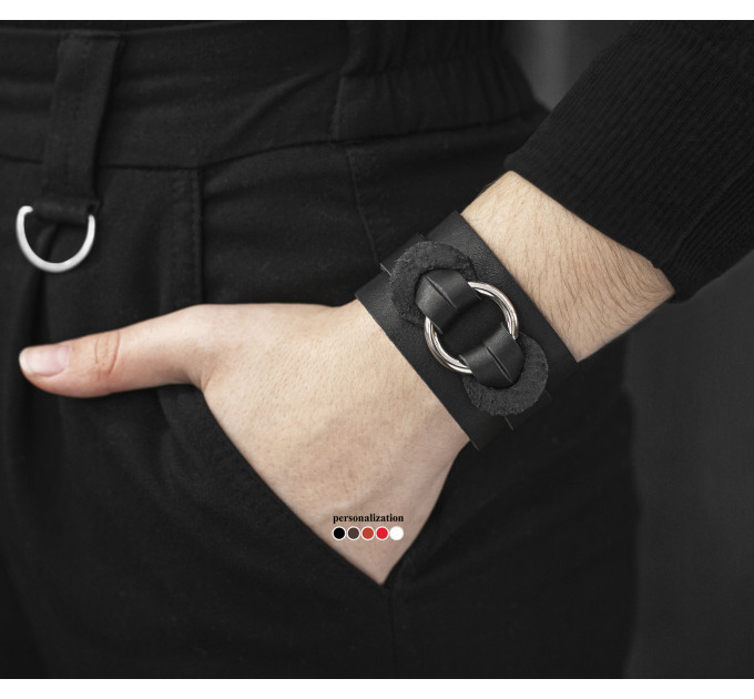 Широкий шкіряний браслет, код 3755