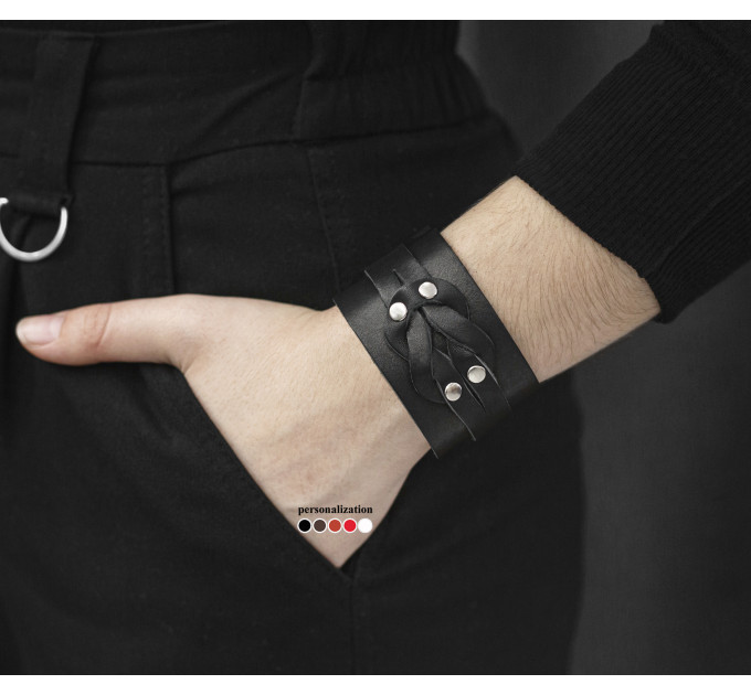 Широкий шкіряний браслет, код 3780