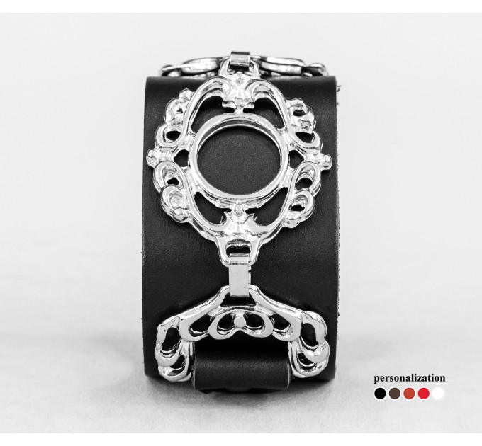 Широкий шкіряний браслет, код 3901