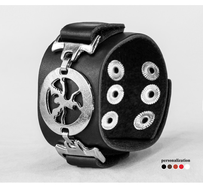 Широкий шкіряний браслет, код 3902