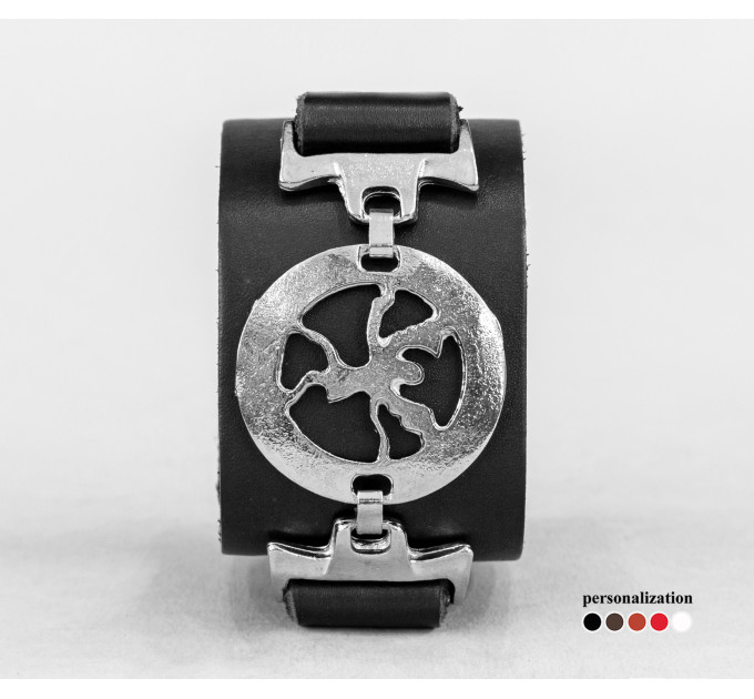 Широкий шкіряний браслет, код 3902