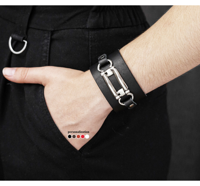 Широкий шкіряний браслет, код 3905