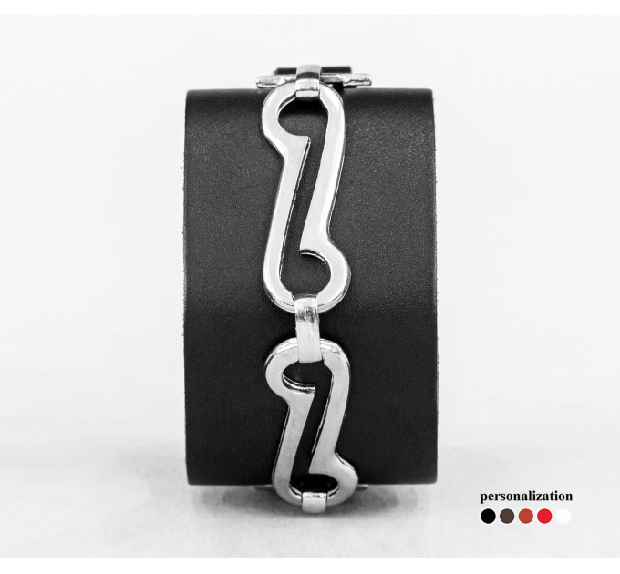 Широкий шкіряний браслет, код 3906