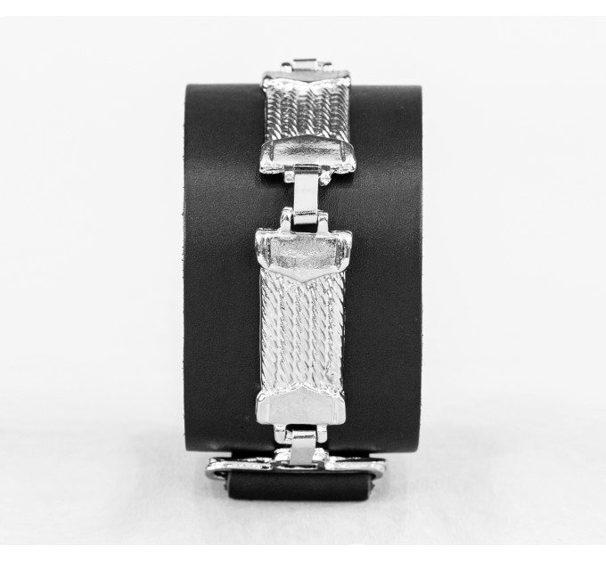 Широкий шкіряний браслет, код 3907