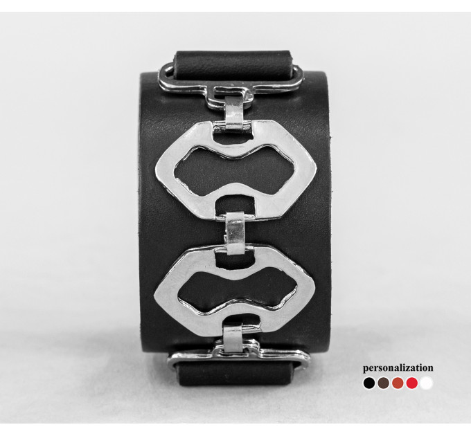 Широкий шкіряний браслет, код 3908