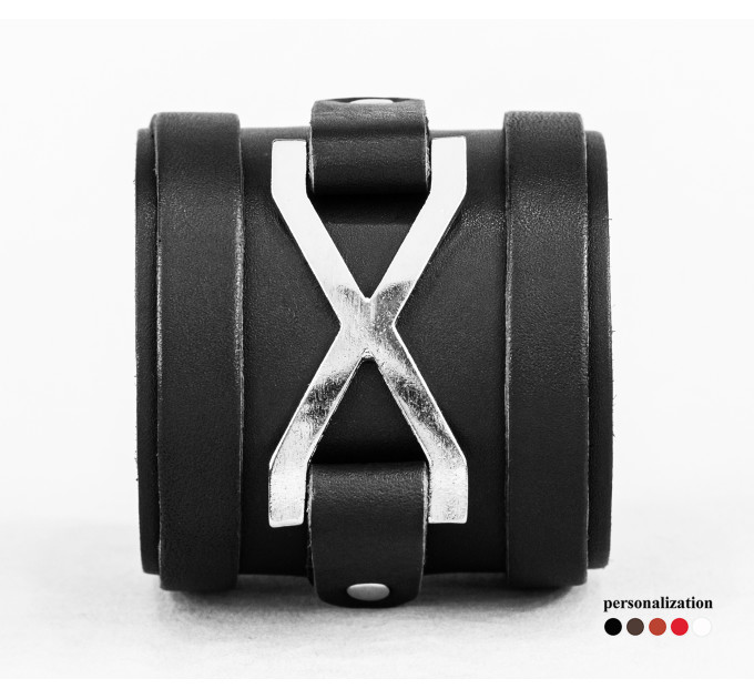 Широкий шкіряний браслет, код 3931