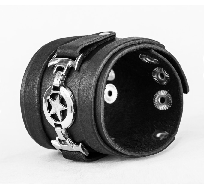 Широкий шкіряний браслет, код 3932